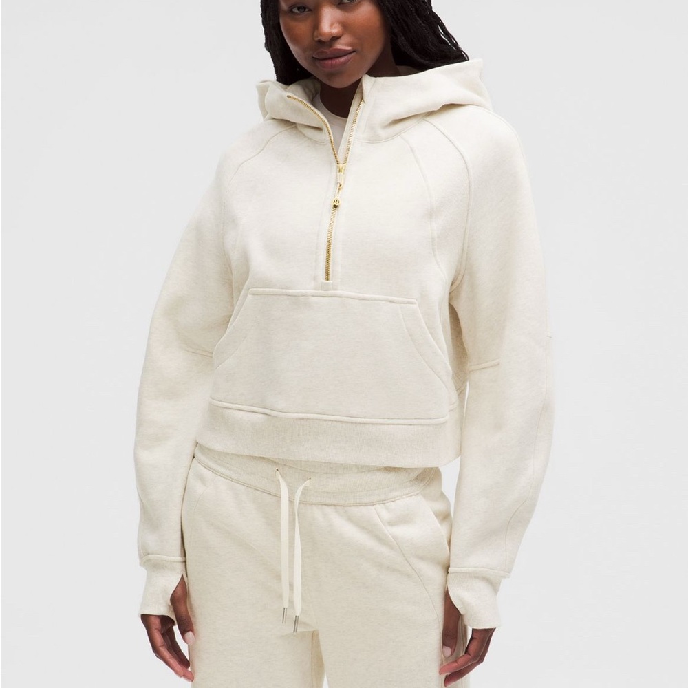 Scuba Oversized Half-zip Hoodie - bone